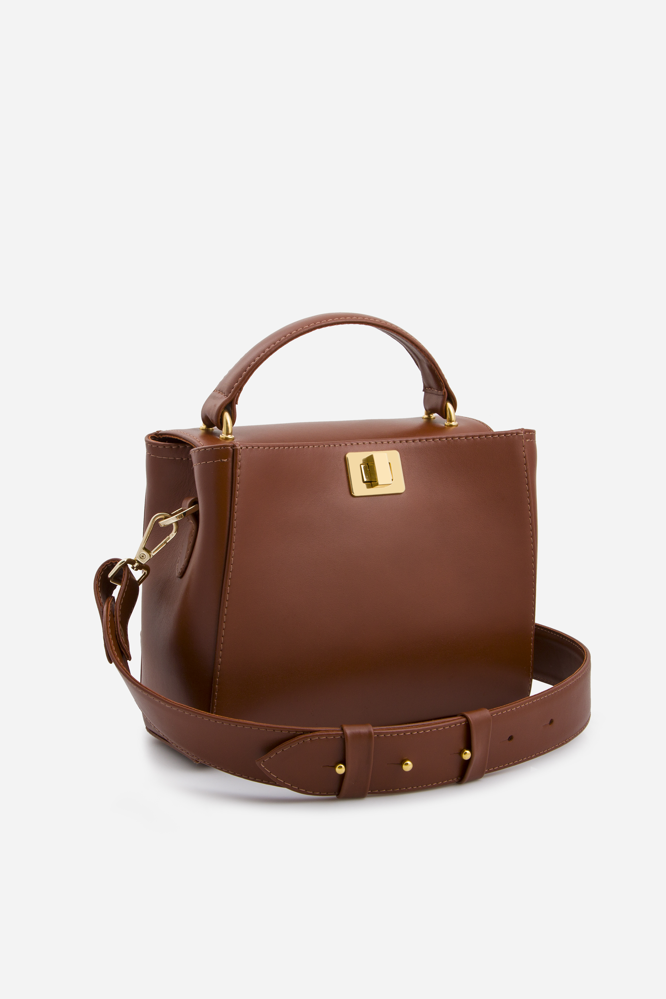 Erna mini
brown leather city bag /gold/