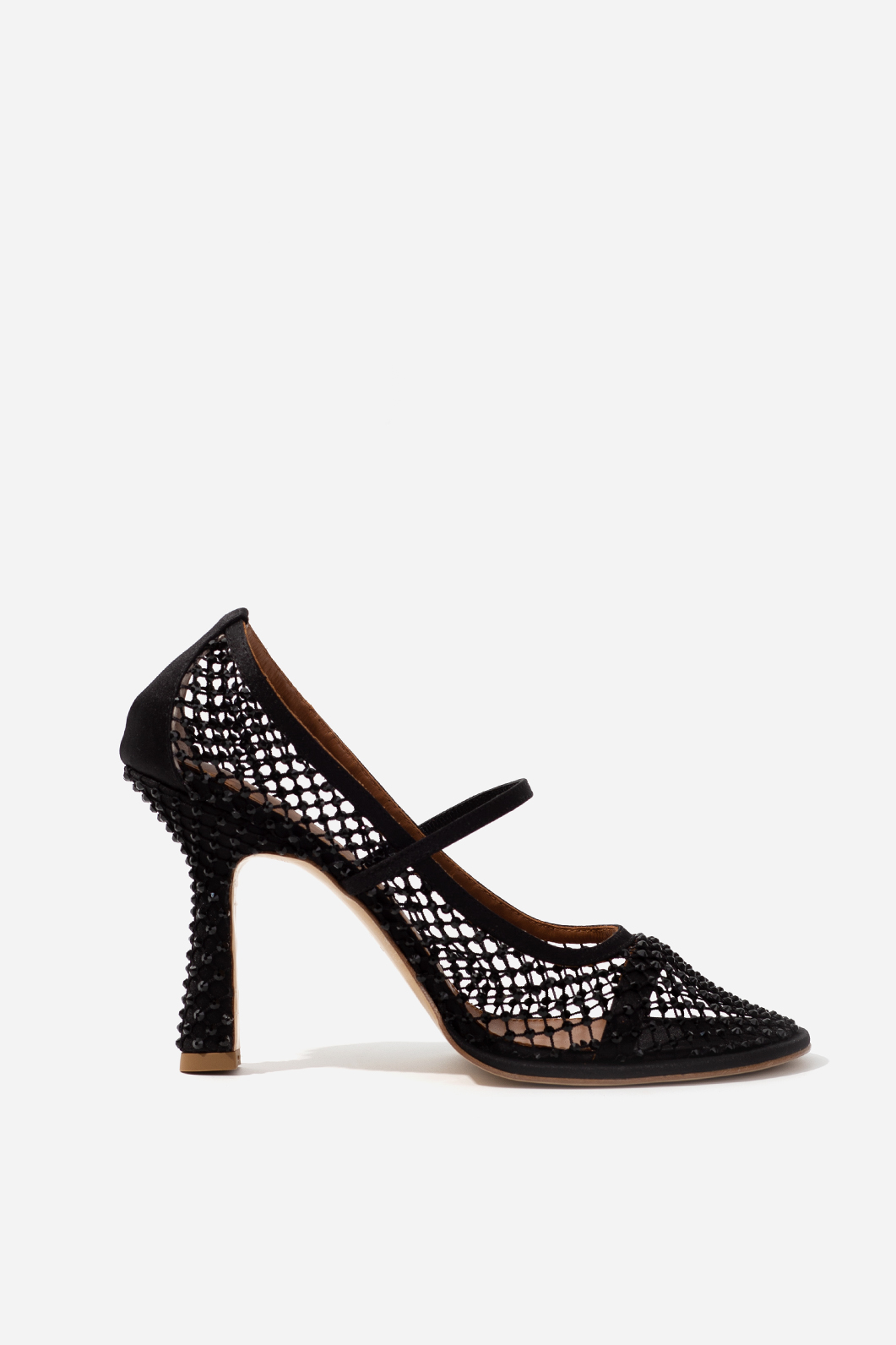 Jerry black leather with Swarovski crystals pumps