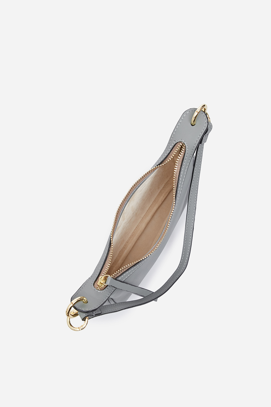 Gia grey leather
baguette bag /gold/
