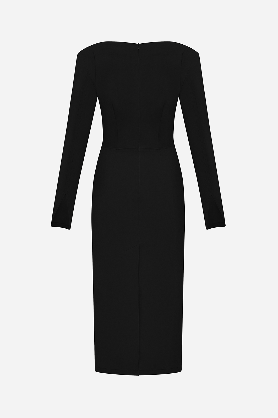 Black dress midi in dense fabric