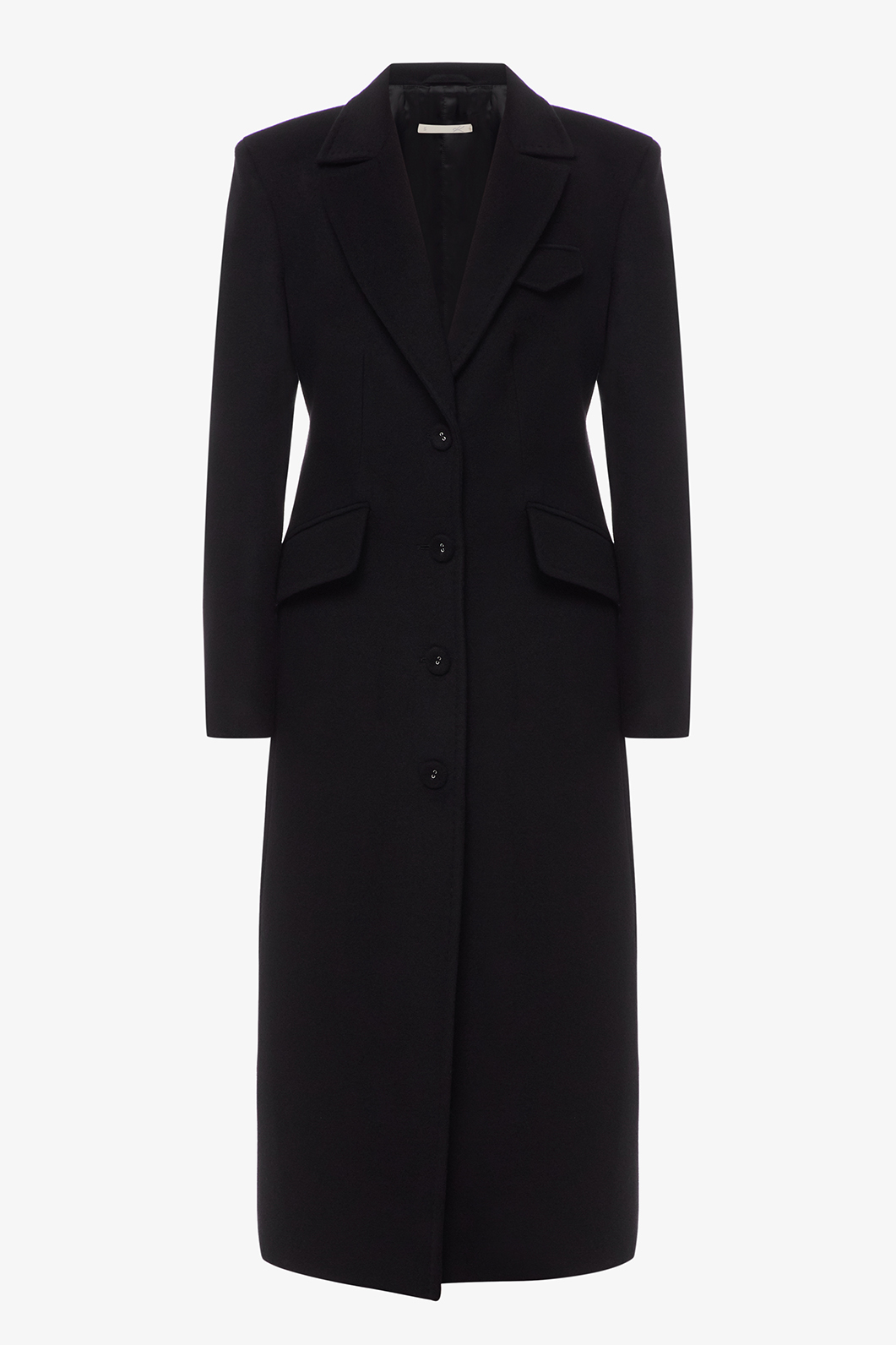 Приталенное пальто черное из шерсти