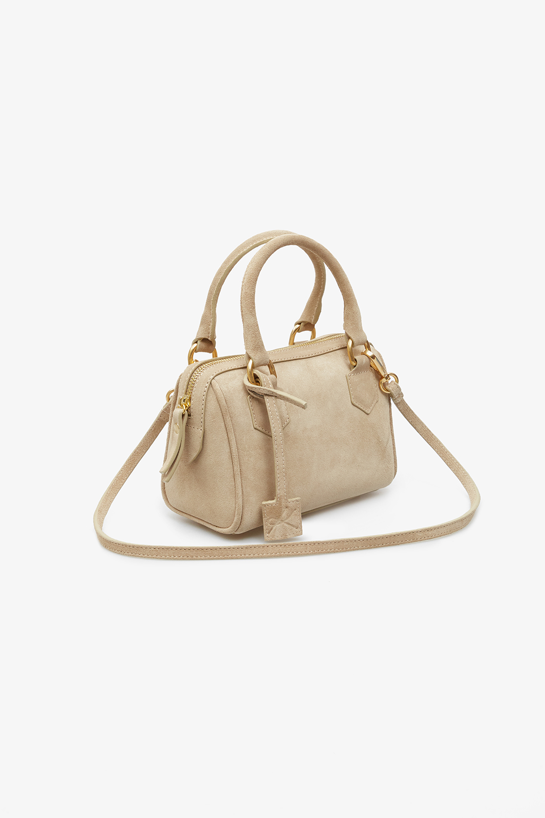 Drew beige suede shoulder bag /gold/