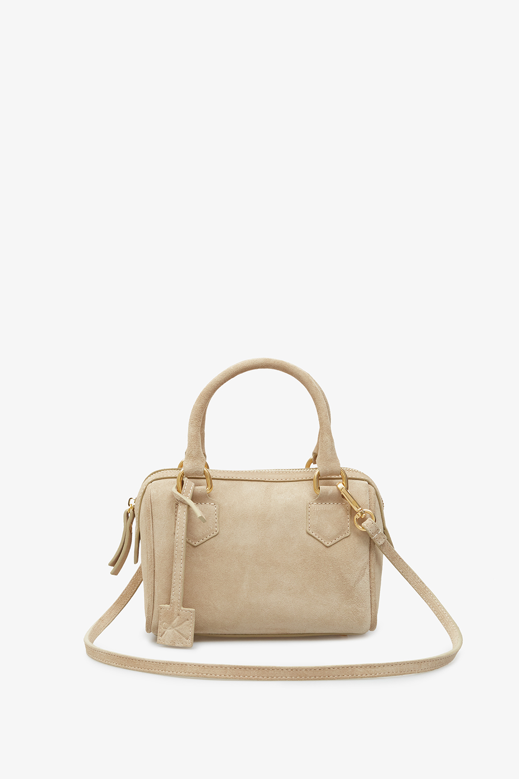 Drew beige suede shoulder bag /gold/