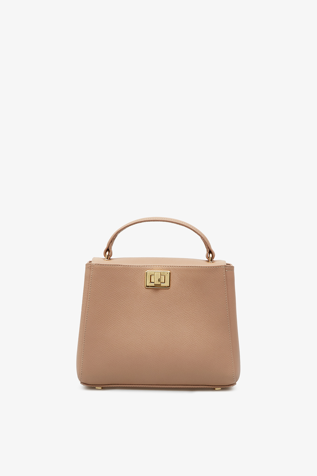 Erna mini beige leather bag /gold/