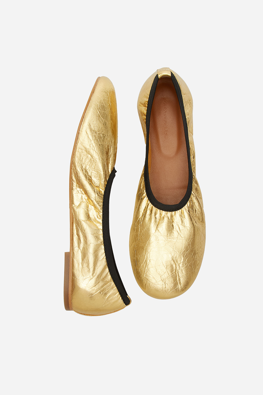 Lory golden leather ballet flats