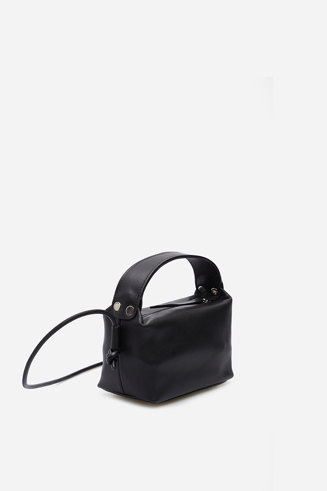 Selma micro black leather
bag /silver/