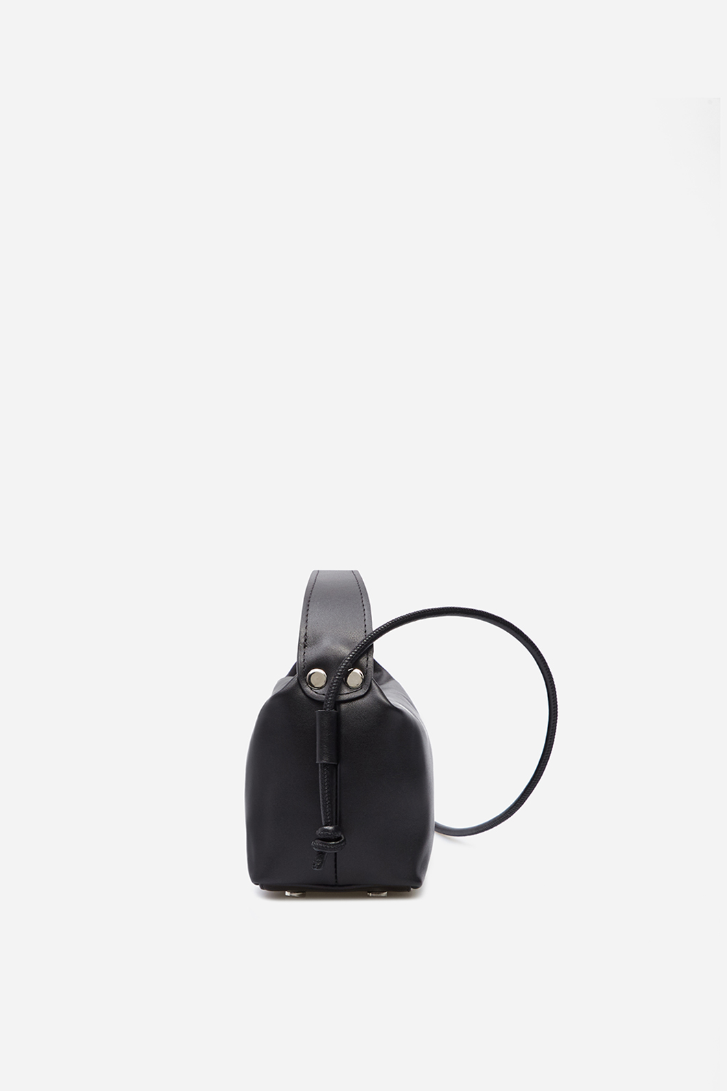 Selma micro black leather
bag /silver/
