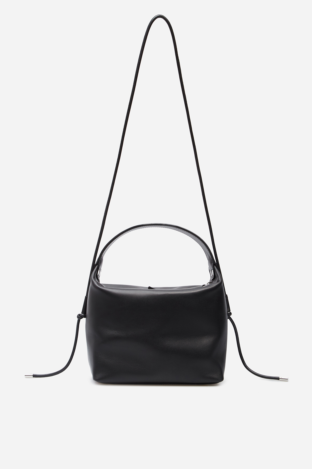 Selma mini black leather
shoulder bag /silver/