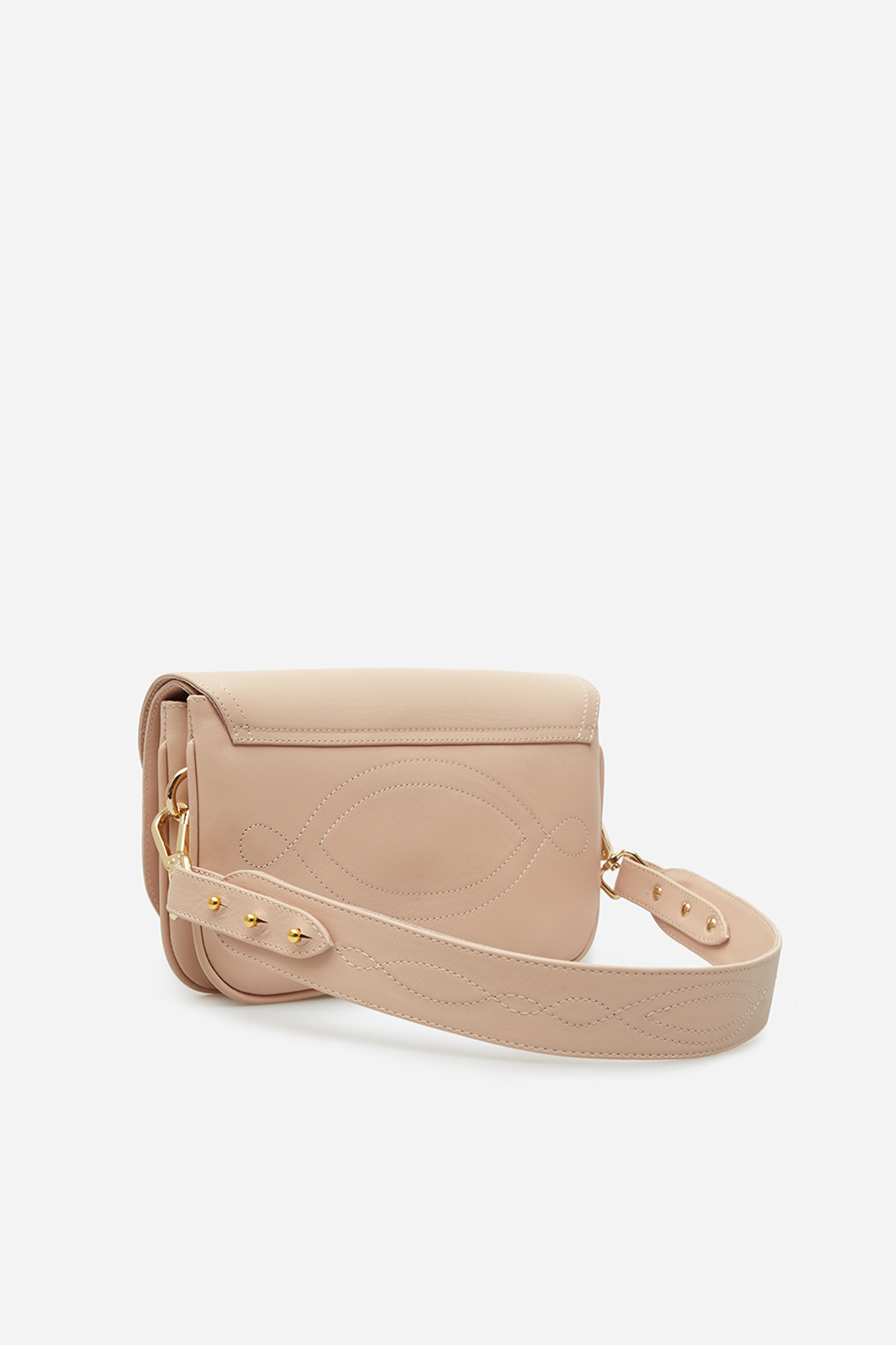 Saddle bag 2 beige leather cross-body /gold/