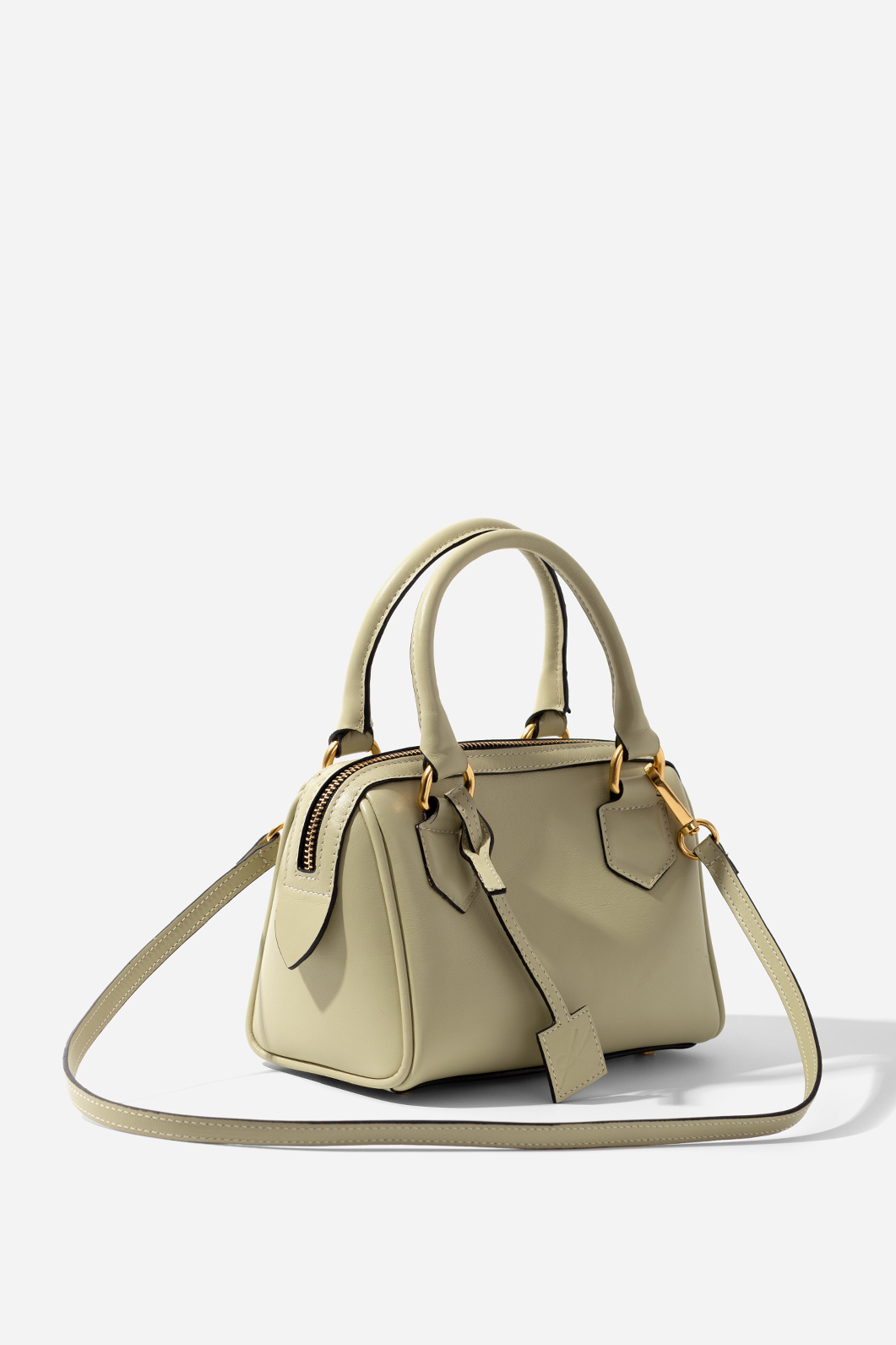 Drew olive leather shoulder bag /gold/