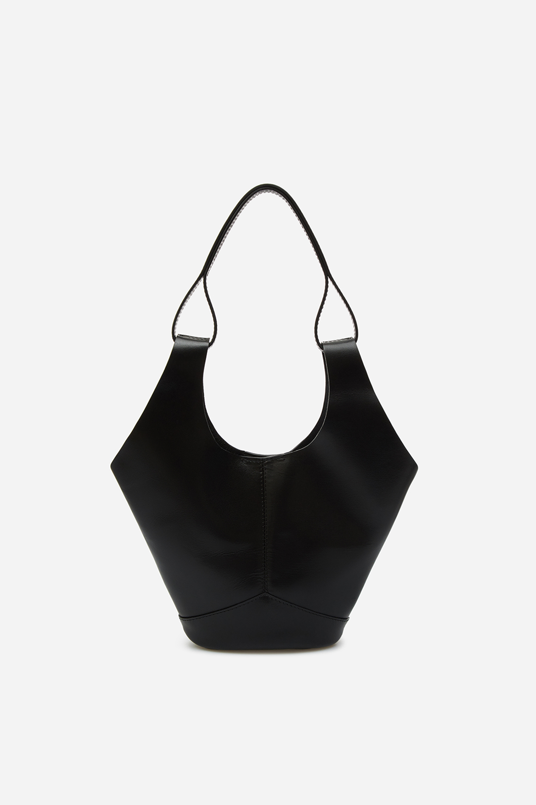 Khrystia mini black leather shopper bag /silver/