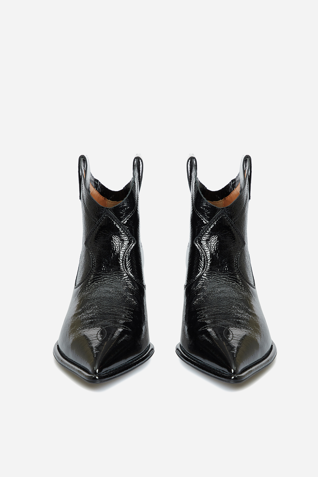 Cherilyn black shiny leather cowboy boots