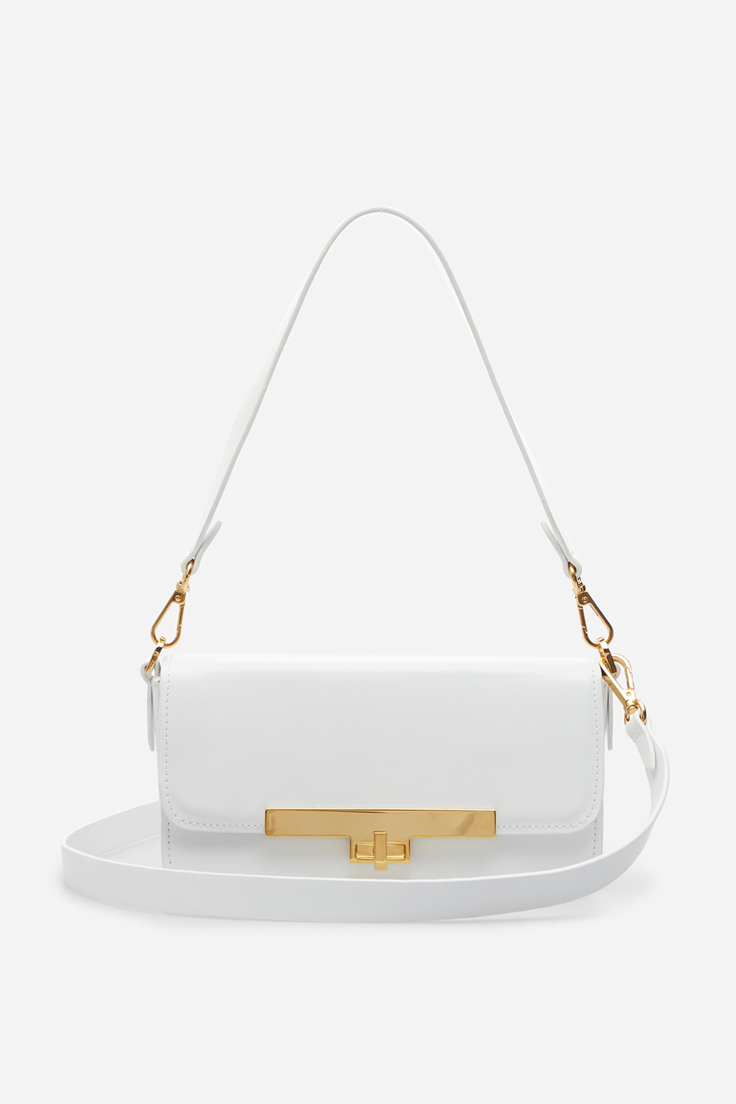 Harper white leather
baguette bag /gold/