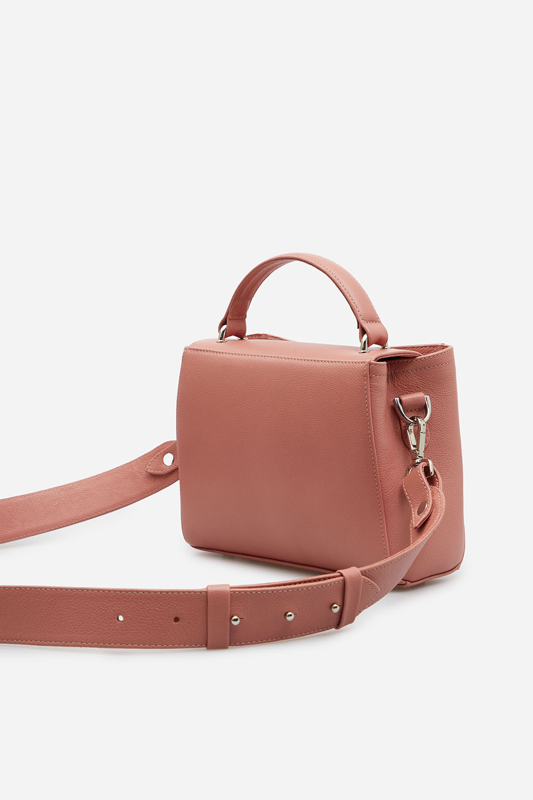 Erna mini pink leather bag /silver/
