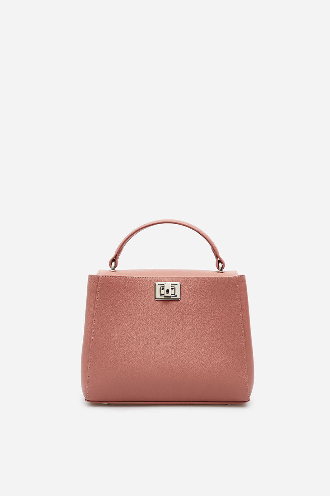 Erna mini pink leather bag /silver/