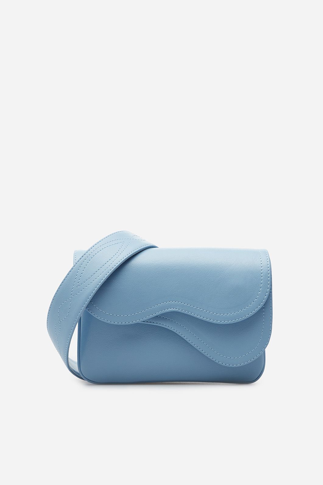 Кросбоді Saddle bag mini з блакитної шкіри /золото/