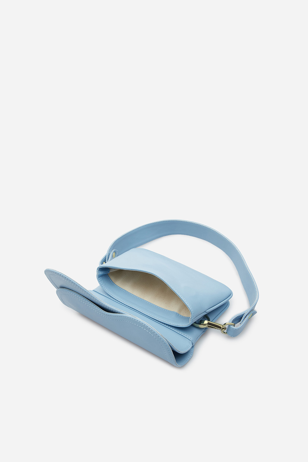 Кросбоди Saddle bag mini из голубой кожи /золото/