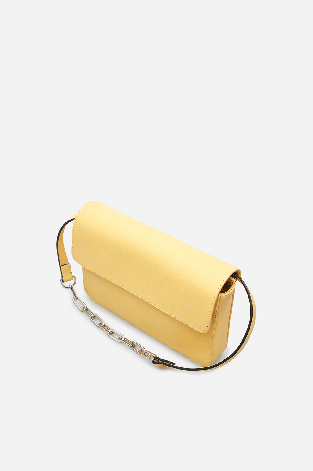 Carrie yellow leather baguette /silver/