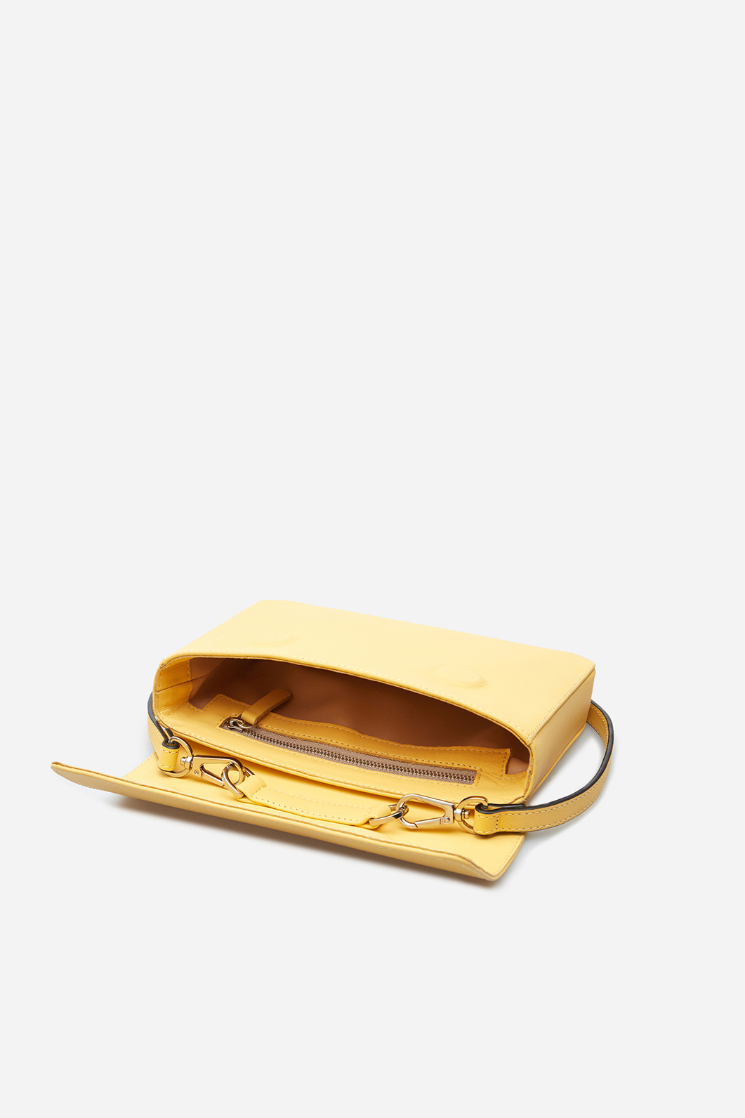 Carrie yellow leather baguette /silver/