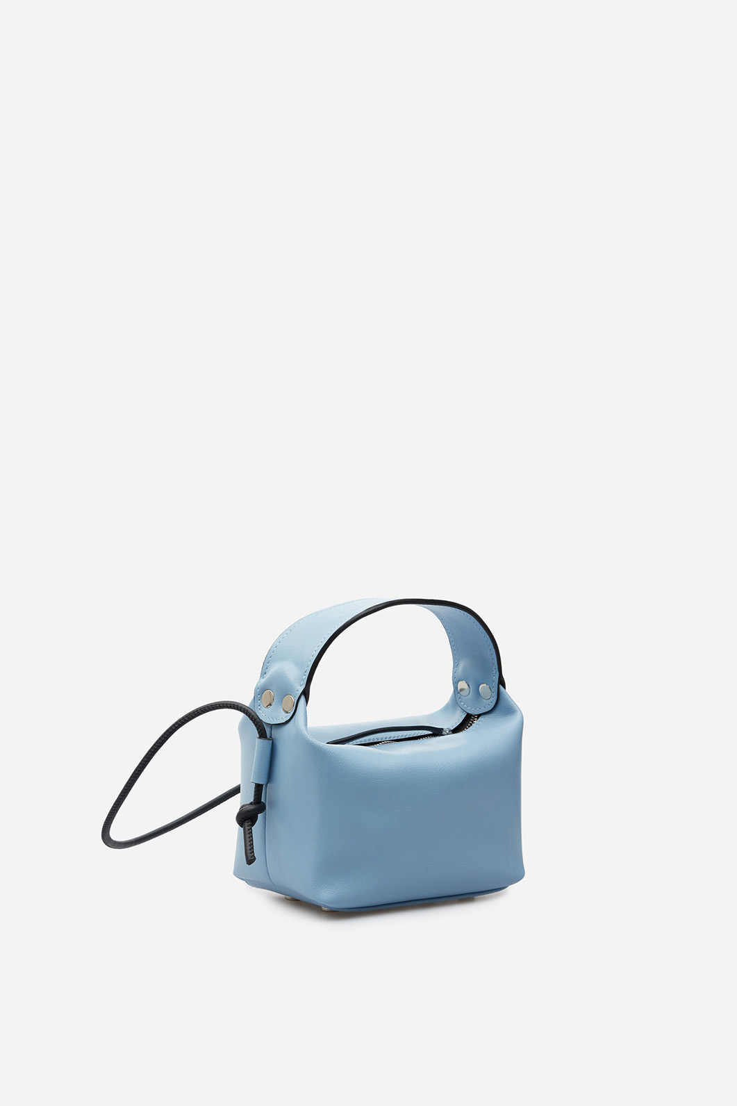 Selma micro blue leather
bag /silver/