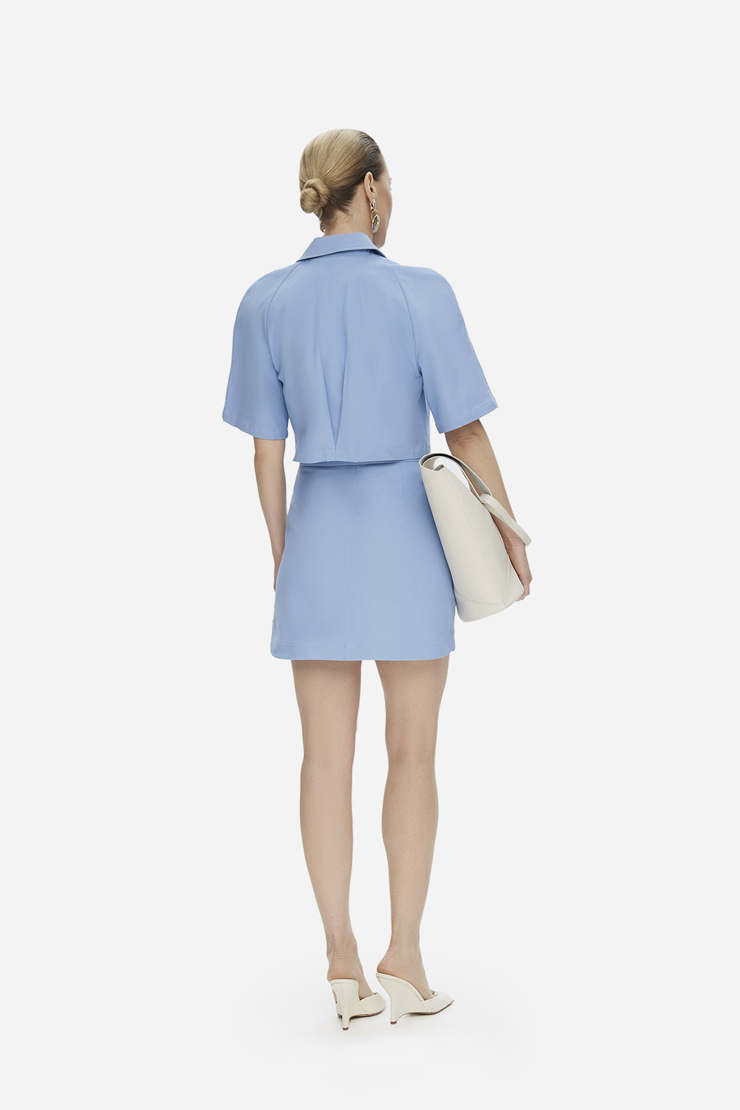 Blue cotton mini skirt