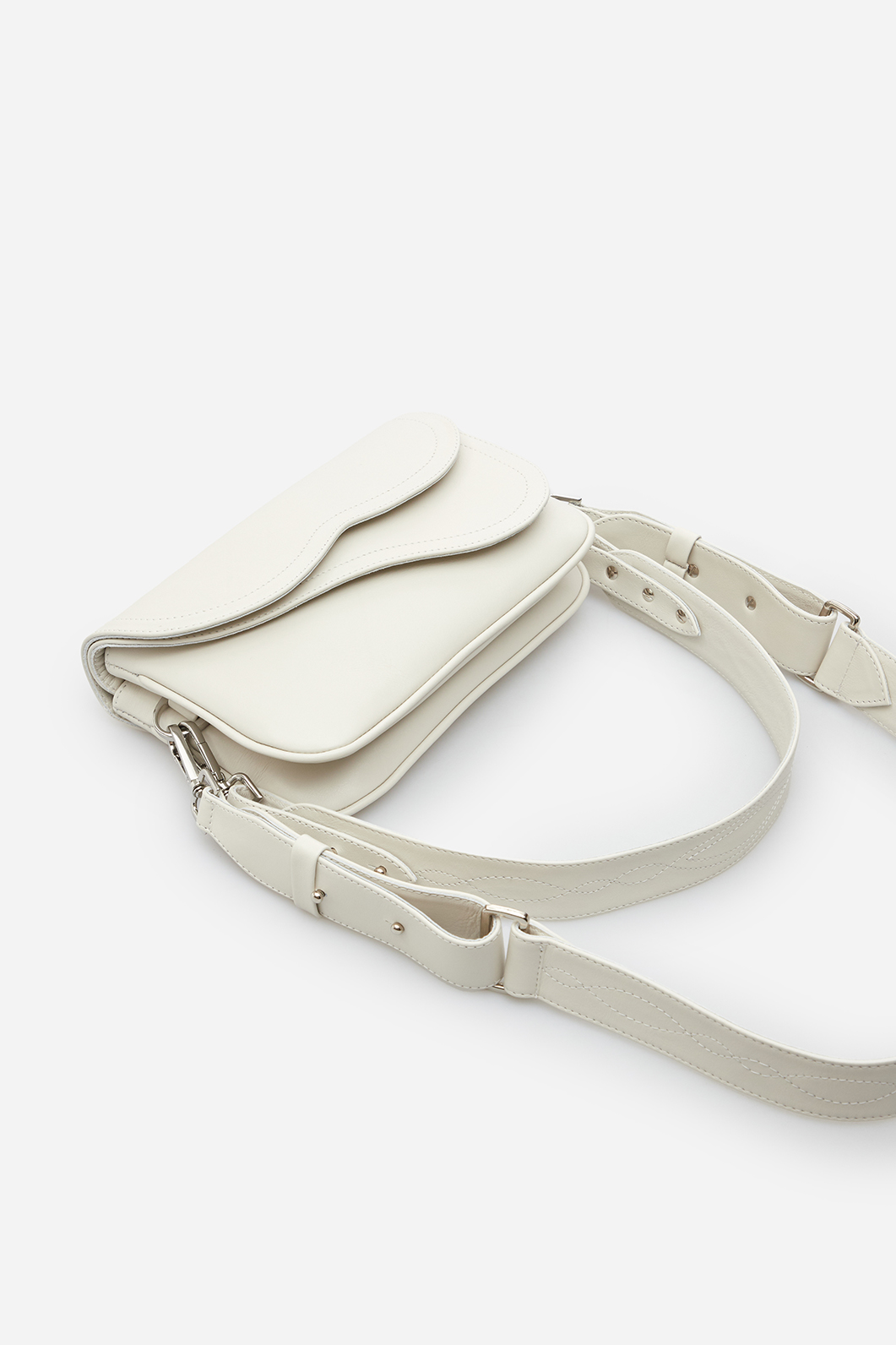 Кросбоді Saddle bag 2
з світло-сірої шкіри /срібло/