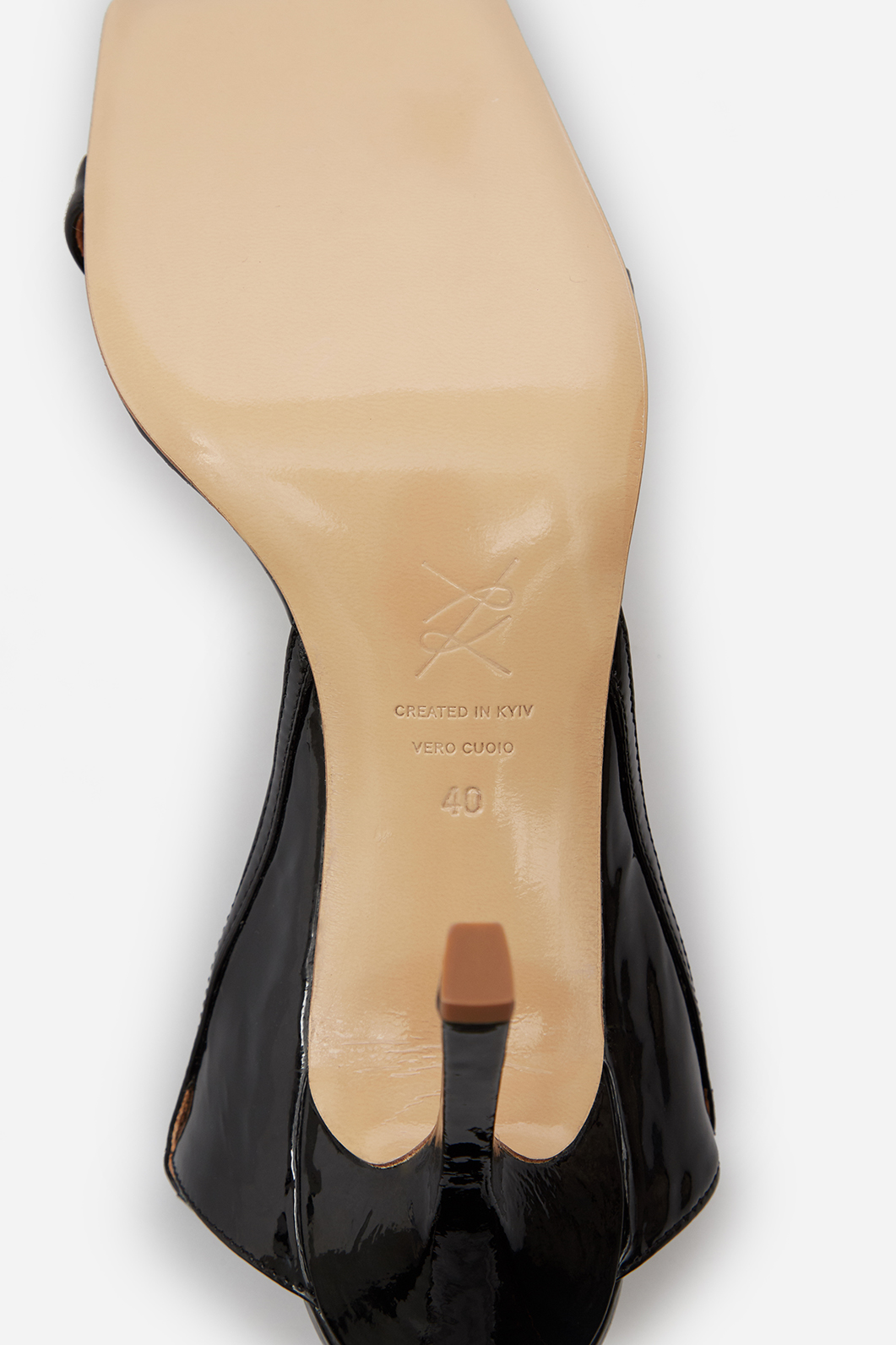 Bony black leather sandals /9 cm/
