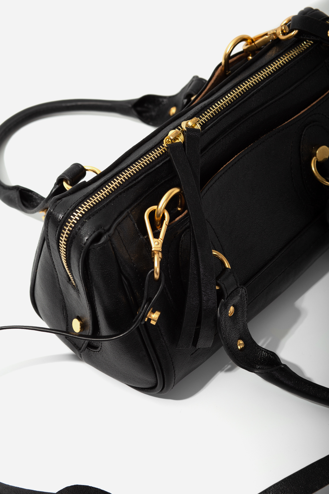 Donna black leather bag /gold/