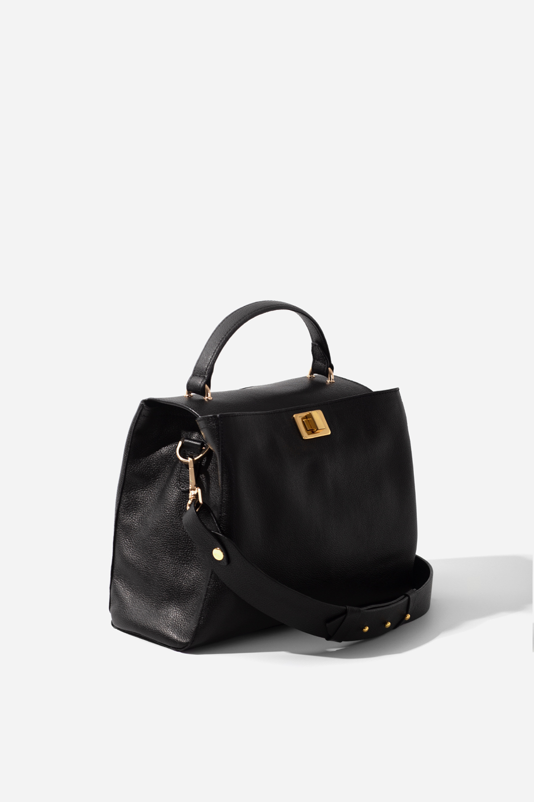 Erna Soft black leather
bag /gold/