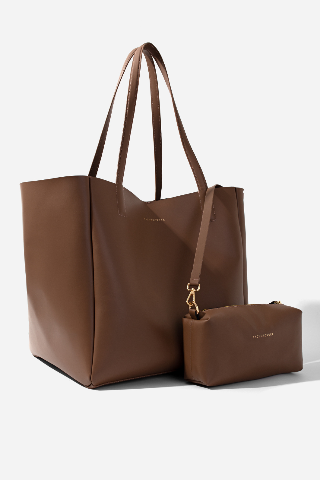 Matilda dark-brown leather
shopper bag /gold/