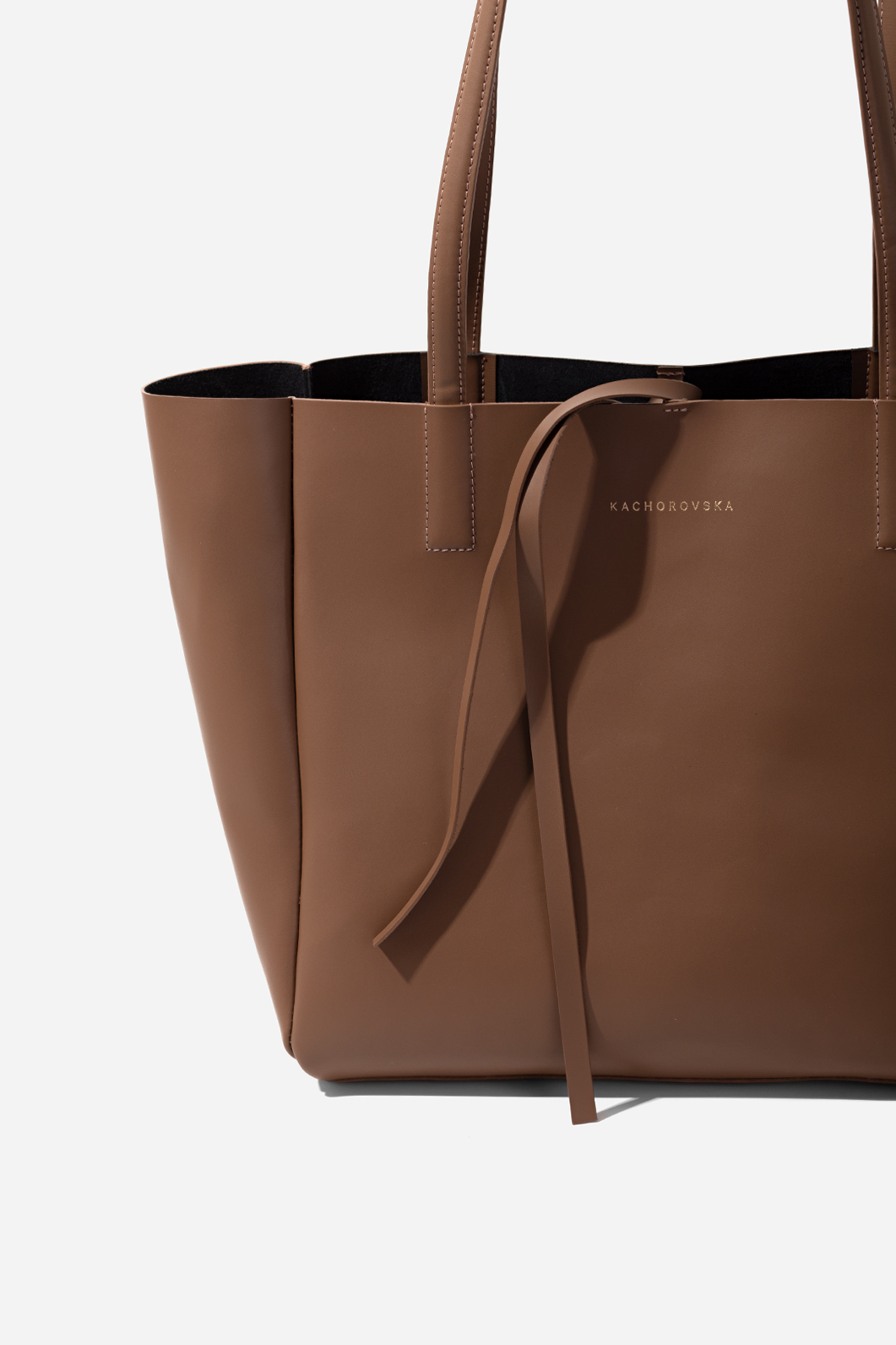 Matilda mini brown leather shopper bag /gold/
