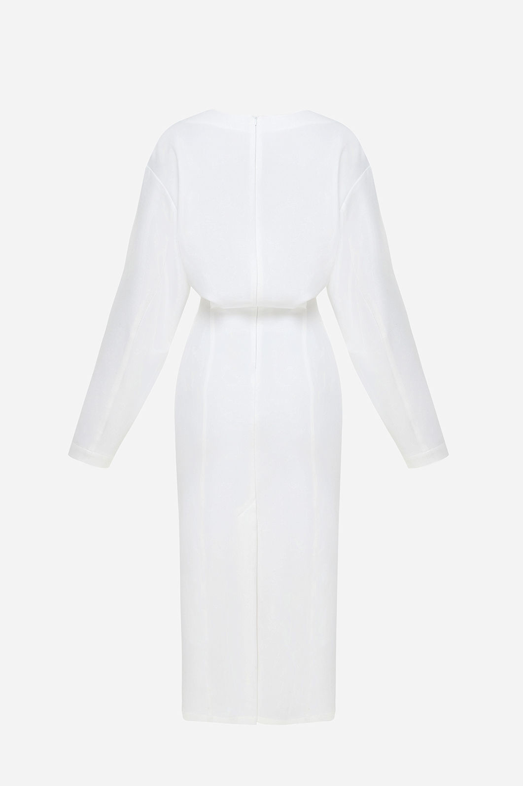 Платье-миди с длинным рукавом белое