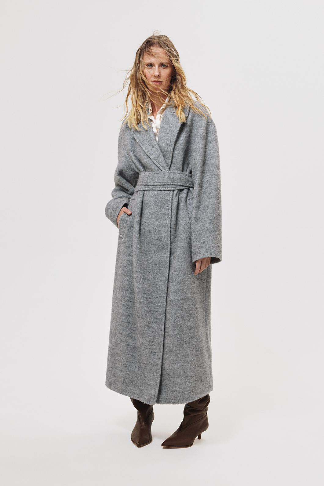 Light-gray oversized coat