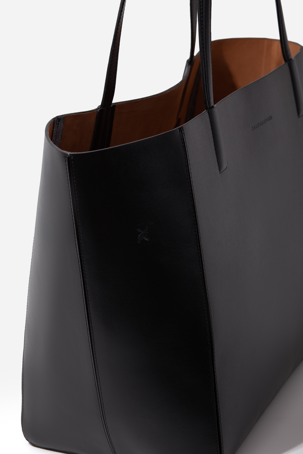 Sarah black leather shopper bag /gold/