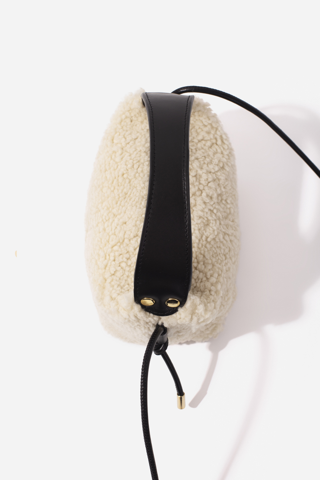 Selma Micro Fur shoulder bag with black leather strap /gold/