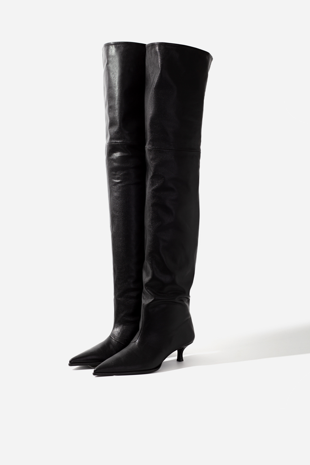 Black leather Alia knee boots