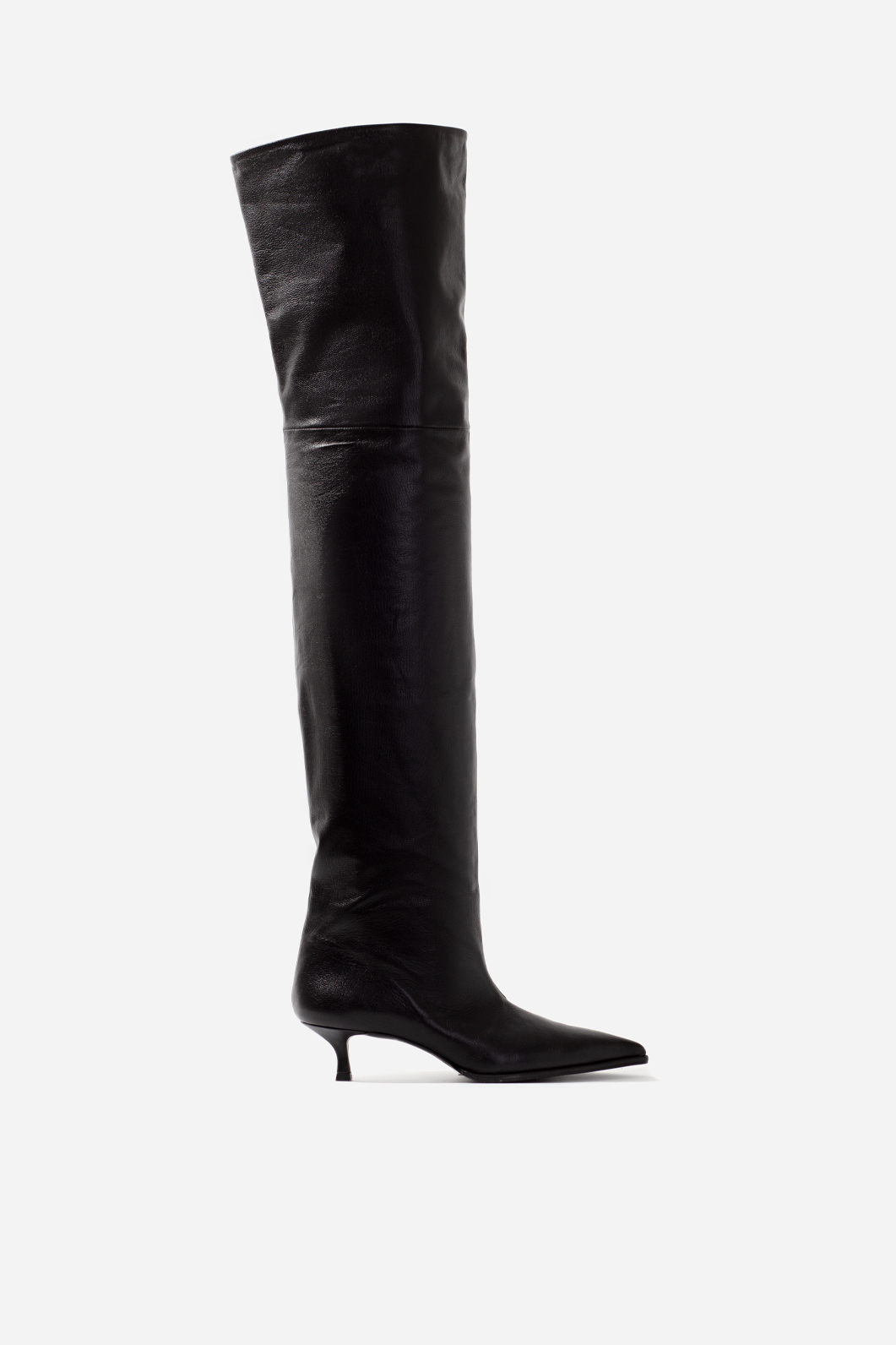 Black leather Alia knee boots