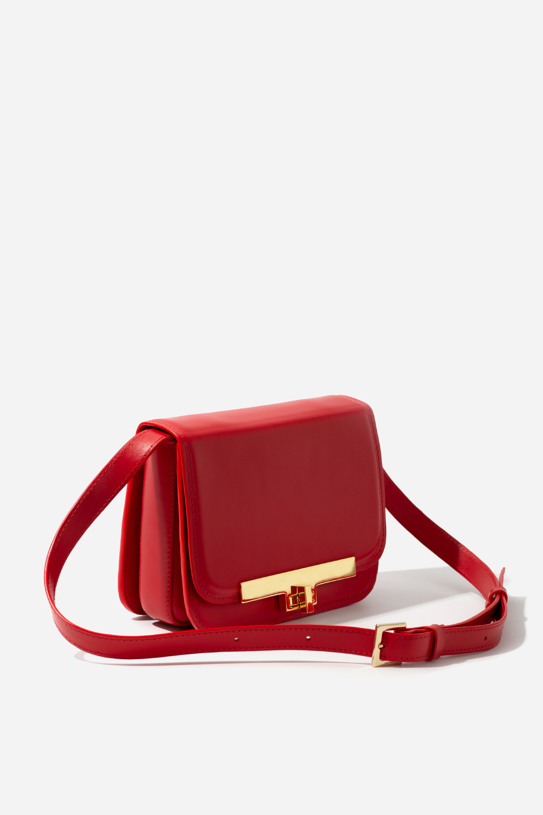 Harper red leather crossbody bag /gold/