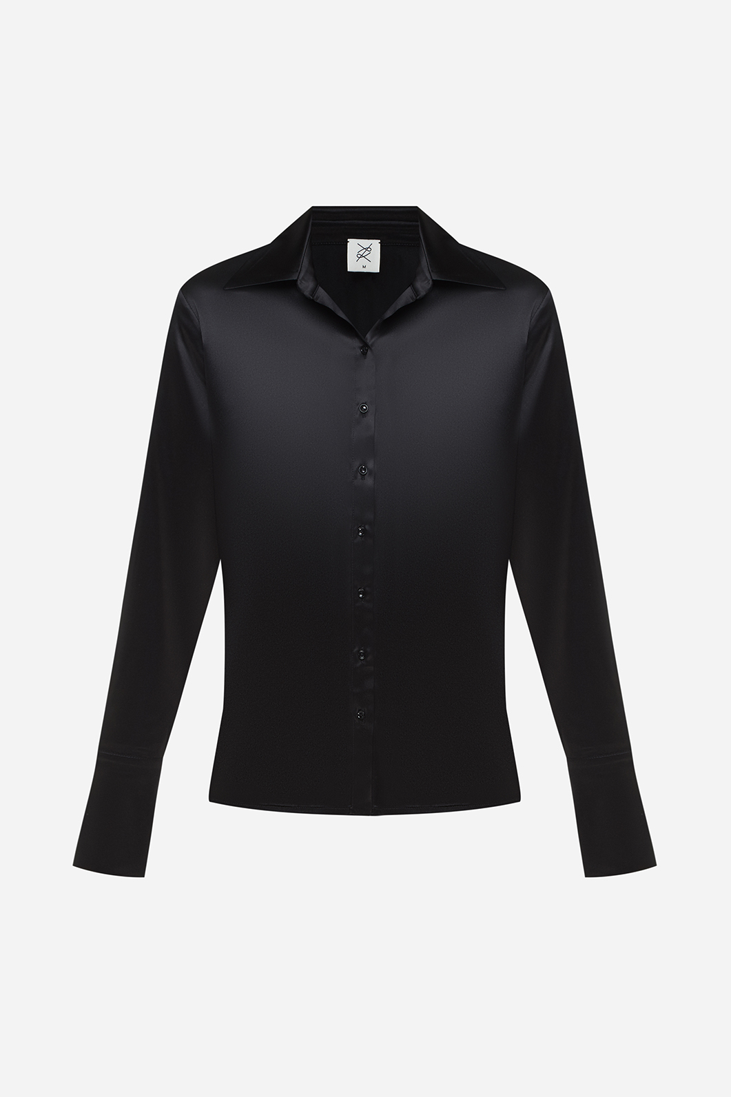 Классическая рубашка черная шелковая