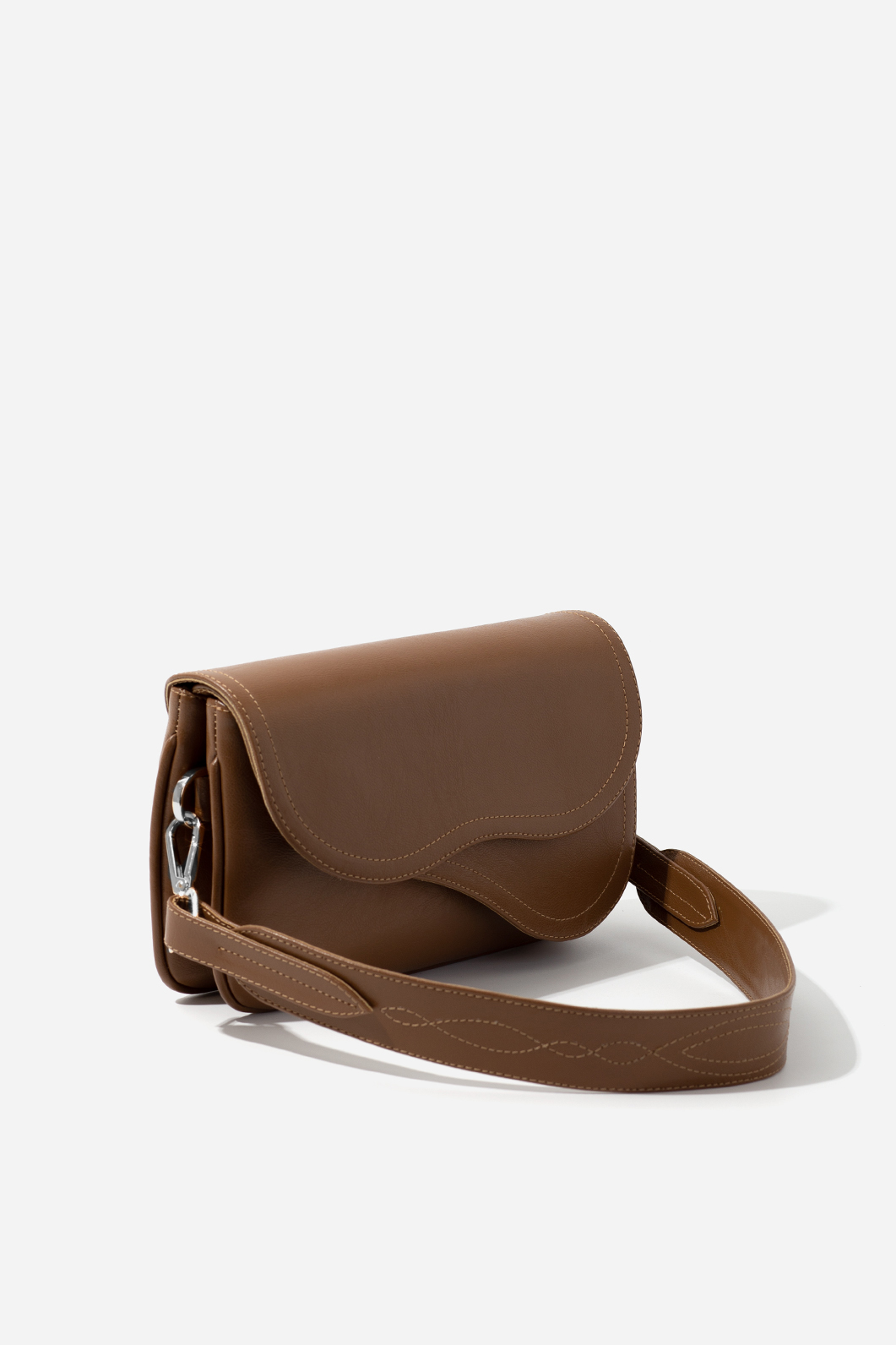 Кросбоді Saddle bag 2 з коричневої шкіри з блиском /срібло/