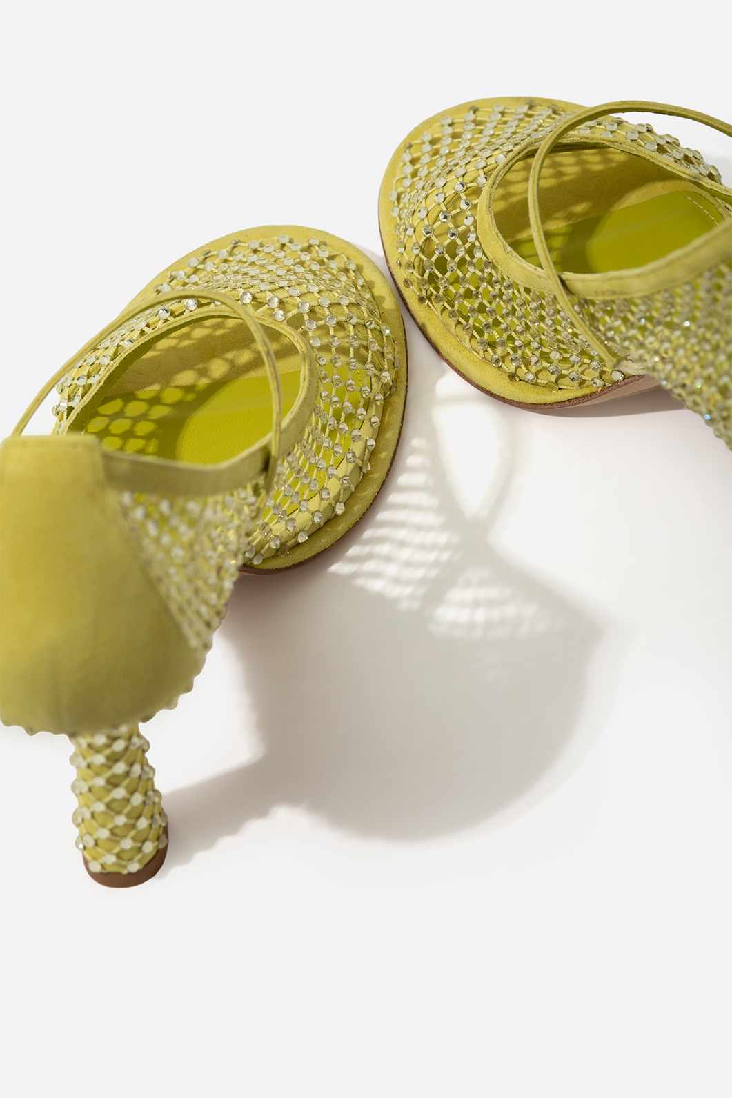 Туфлі Jerry лимонного відтінку замшеві з кристалами Swarovski