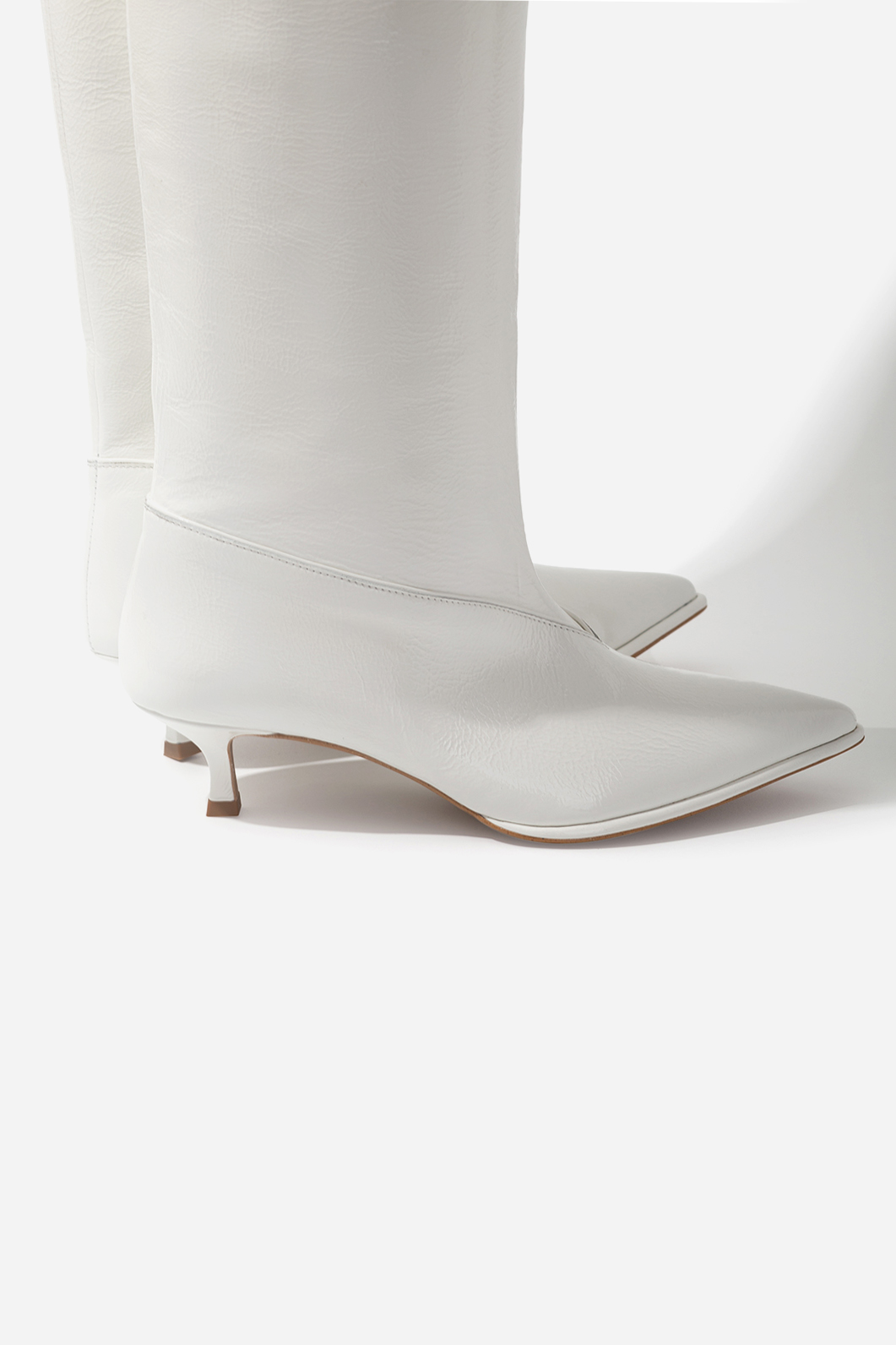 Erica white patent leather boots