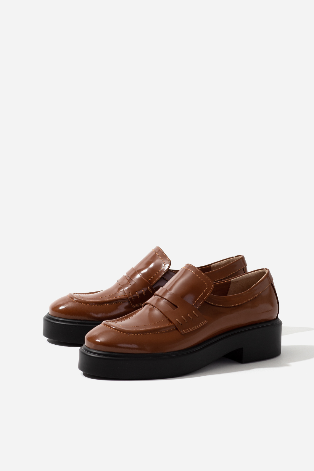 Cameron brown shiny leather loafers