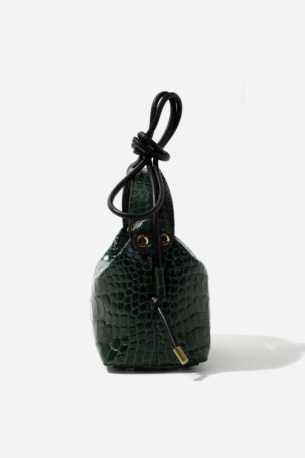 Selma micro dark green leather bag /gold/