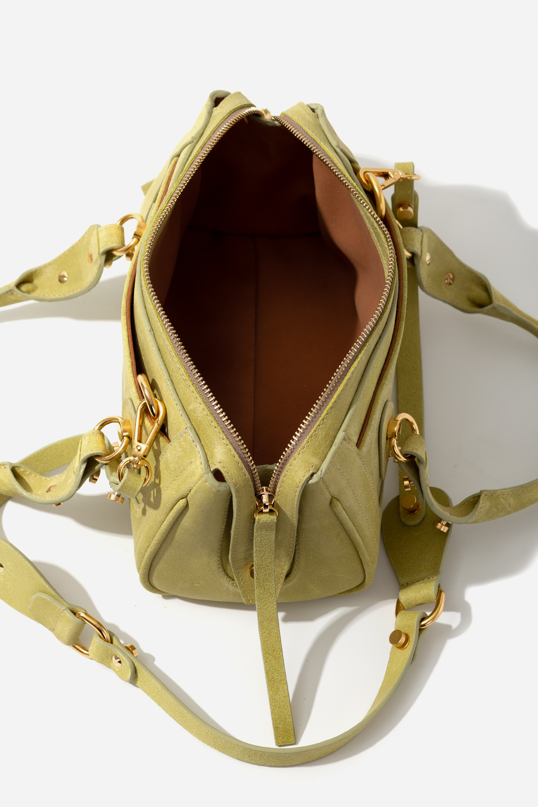 Donna light olive vintage leather bag /gold/