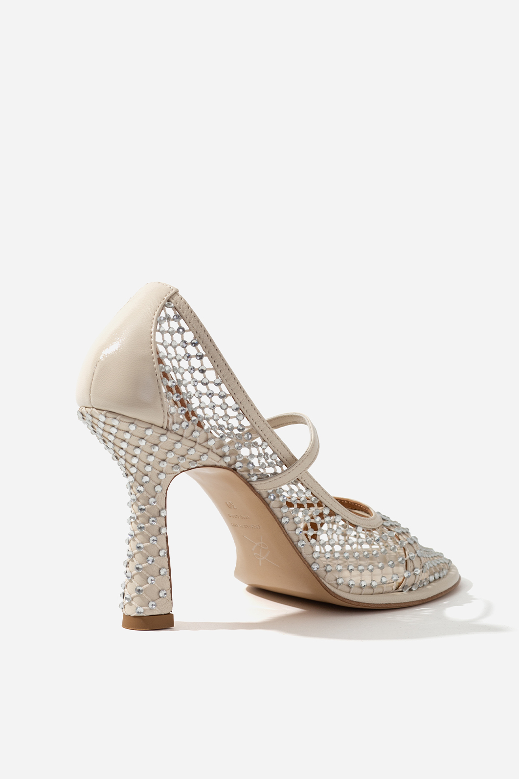 Jerry milky leather with Swarovski crystals pumps