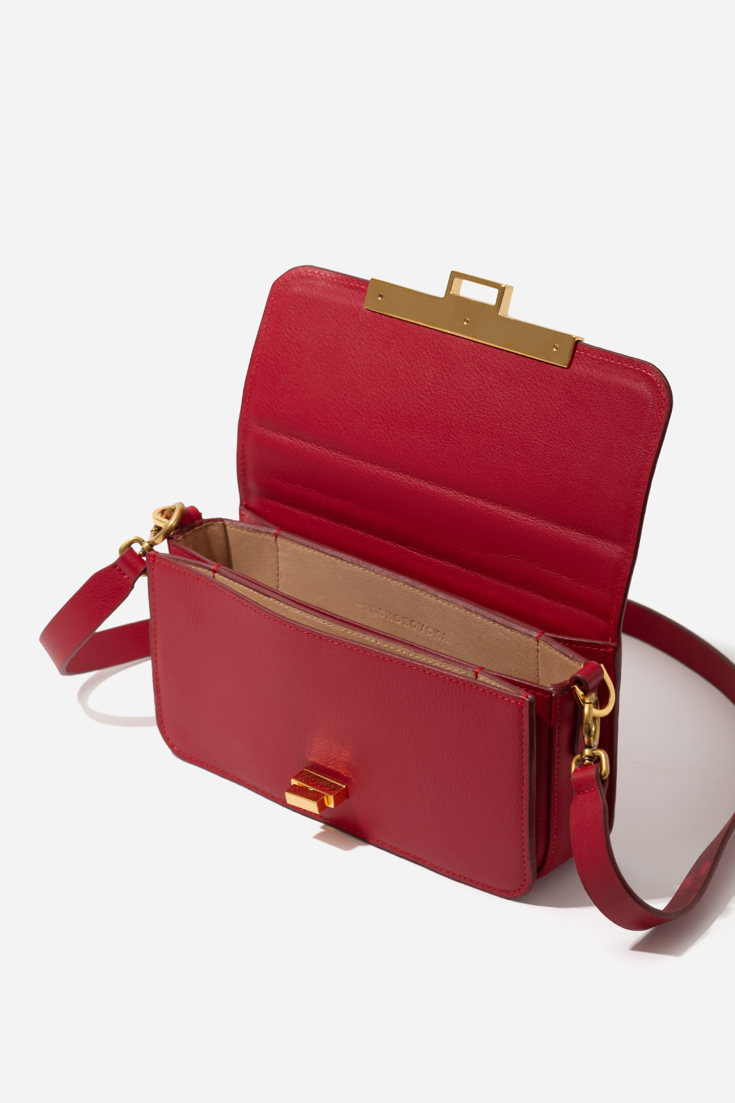 Harper red leather baguette bag