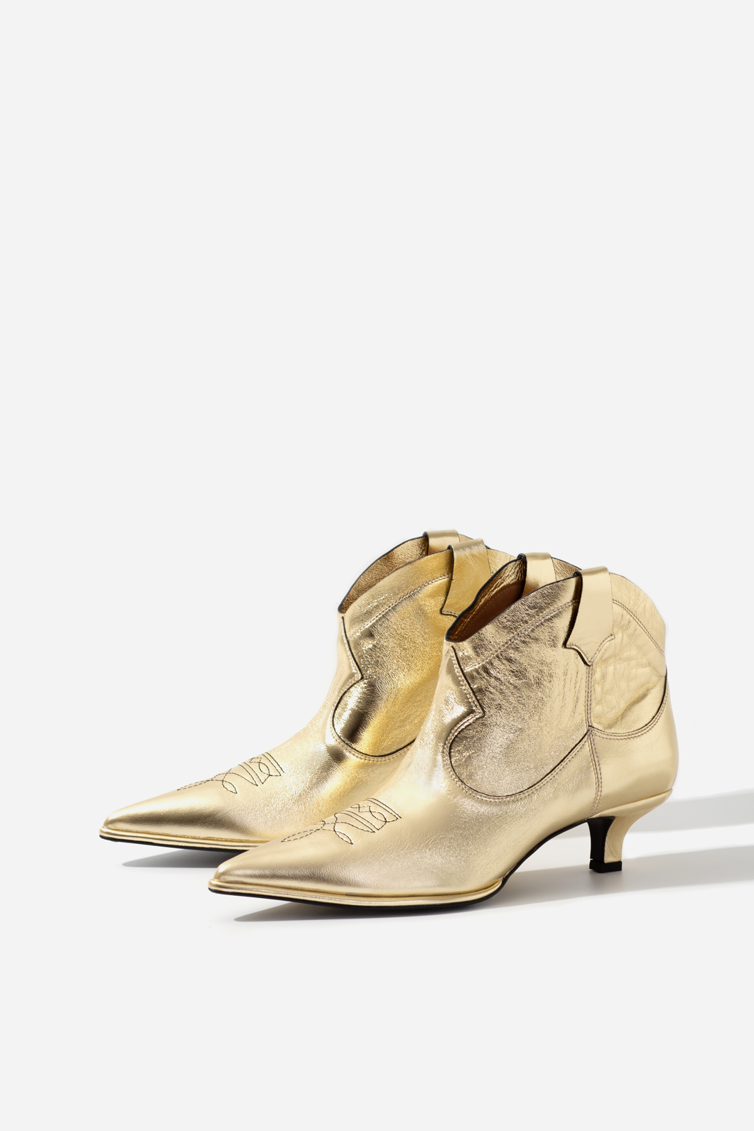 Cherilyn gold leather cowboy boots