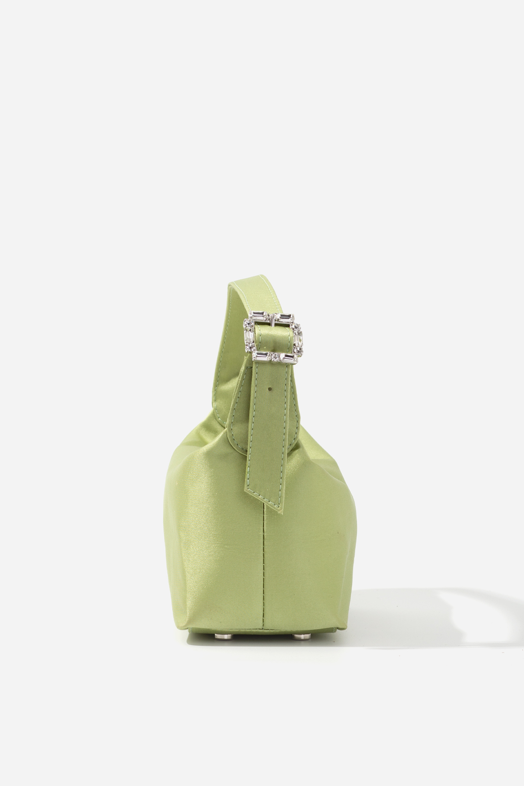 Selma micro light green satin bag  /silver/