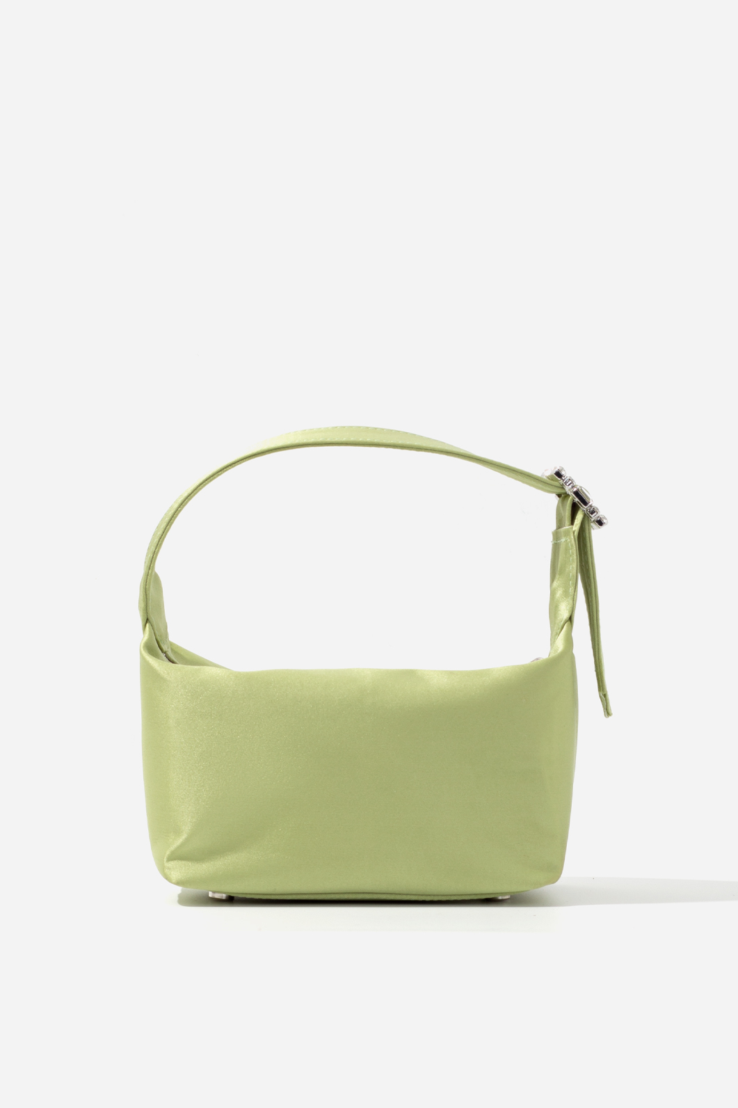 Selma micro light green satin bag  /silver/